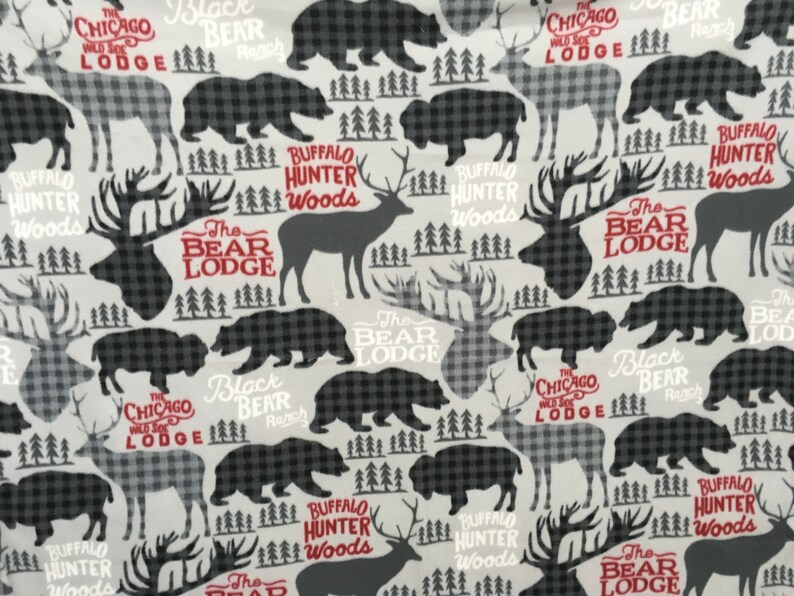 Gray buff check deer 55 X 60 Inches Soft fuzzy warm cuddly fleece blanket throw