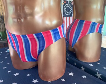 Pequeño, raya patriótica, Mullock, espalda completa, bikini, traje de baño, traje de baño, MaryAngelBoutique, Starwearusa, hecho en Estados Unidos