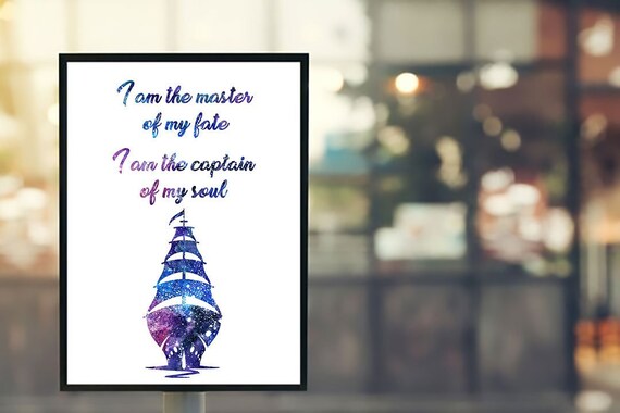 Poster Quote I Am The Master Of My Fate I Am The Captain Of Etsy