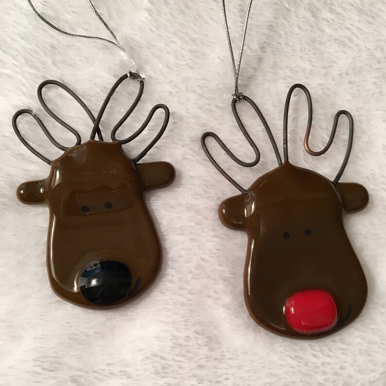 Fused Glass Reindeer Ornament Glass Reindeer Christmas Etsy