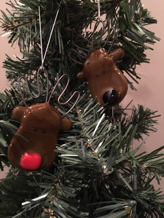 Fused Glass Reindeer Ornament Glass Reindeer Christmas Etsy