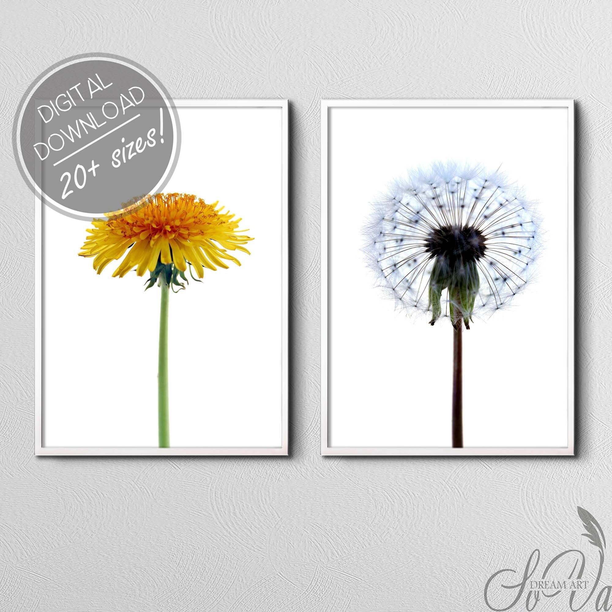Dandelion set of 2 Dandelion wall art for kids room Etsy