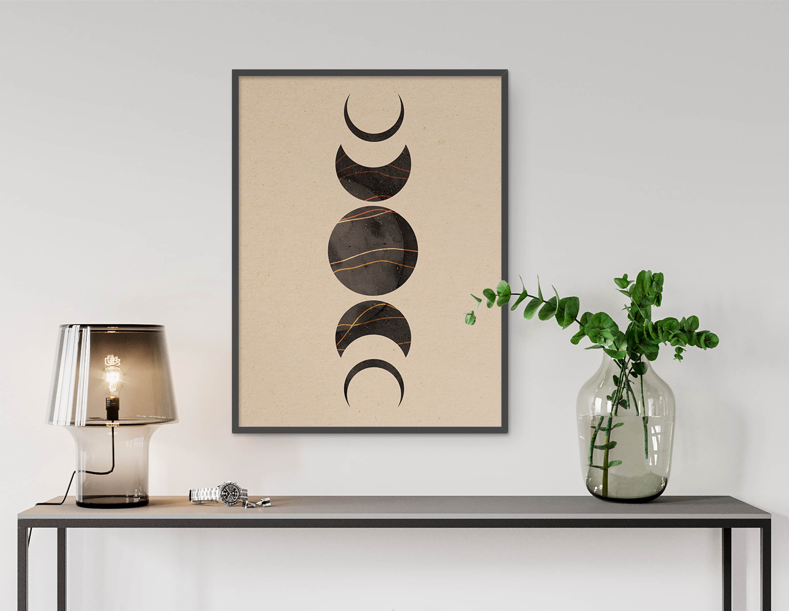 Sun and Moon print set of 2 Boho wall decor Mid century art Etsy