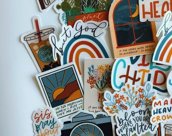 Pick 7 Sticker Pack | Christian • Floral • Jesus • Hope • Rainbow  | HydroFlask + Laptop Stickers