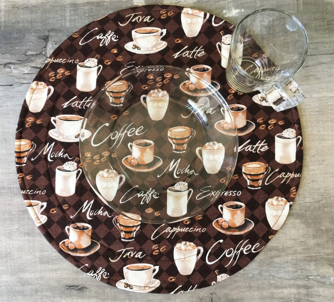 Coffee Theme Round Wedge or Rectangle Placemats Sets of 2 or Etsy