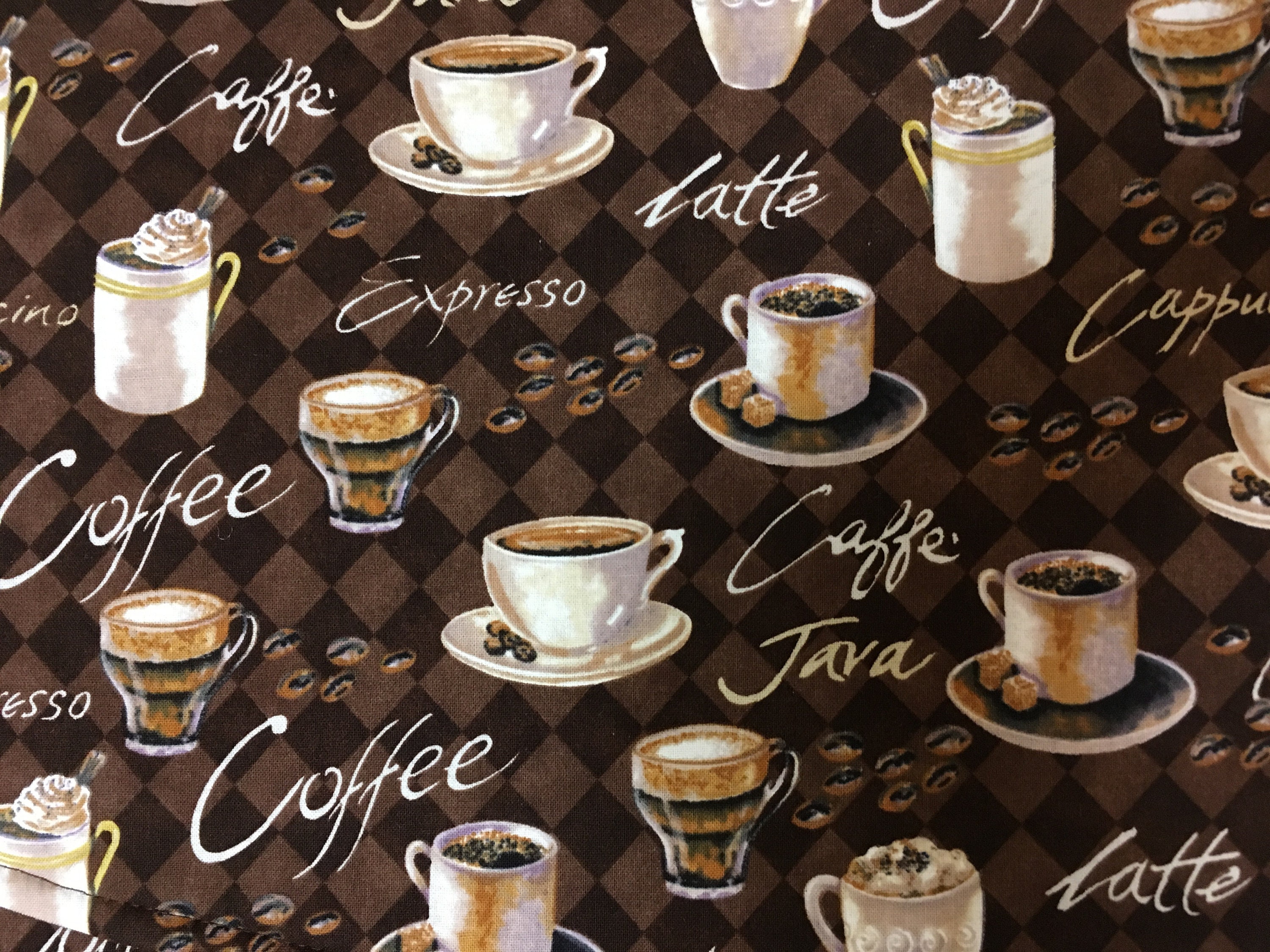Coffee Theme Fabric Drink Coasters Set of 4 or 6 Reversible Etsy