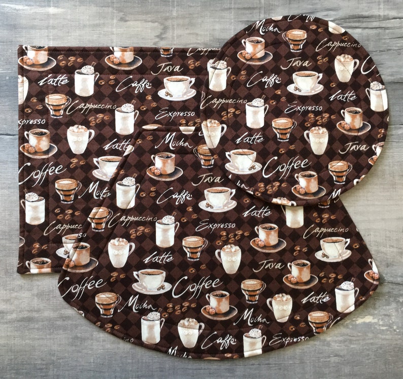 Coffee Theme Round Wedge or Rectangle Placemats Sets of 2 or Etsy