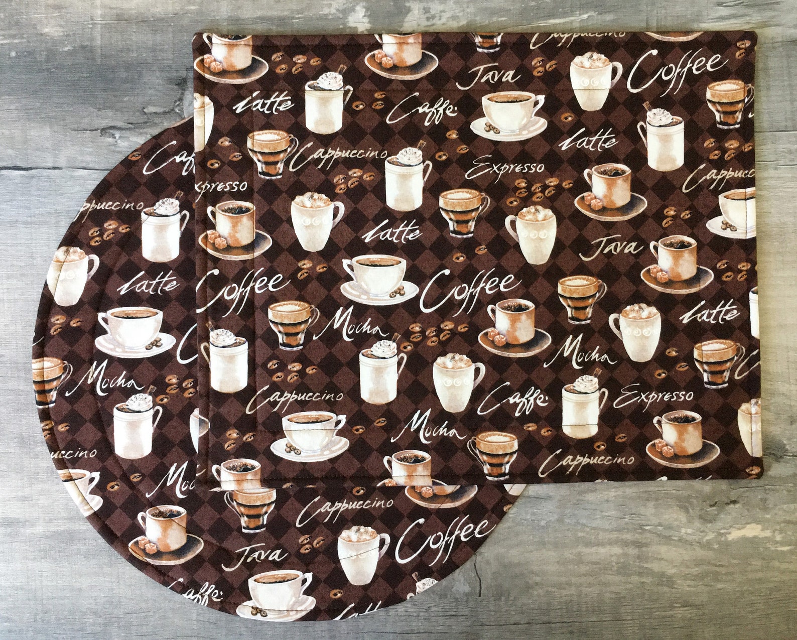 Coffee Theme Round Wedge or Rectangle Placemats Sets of 2 or Etsy