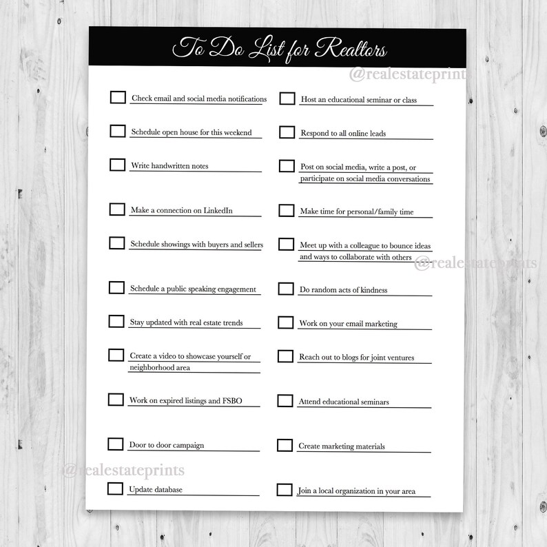 To Do List Realtor Marketing Real Estate Marketing Real Etsy