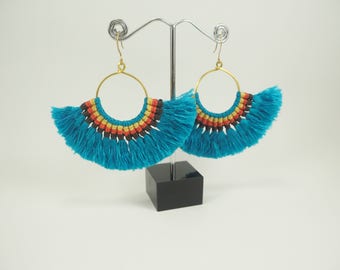 Blue Fringe Earrings
