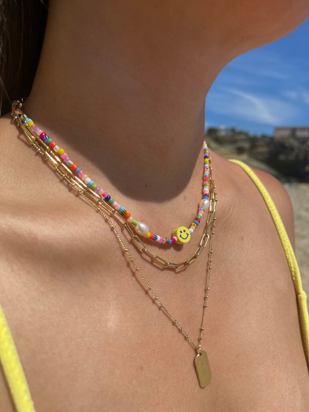 ●VVV● Summer Mix Smile Beads Necklace 23SSNK077MXF Summer Mix Smile Beads Necklace - VVV | 60% - Asian Fashion