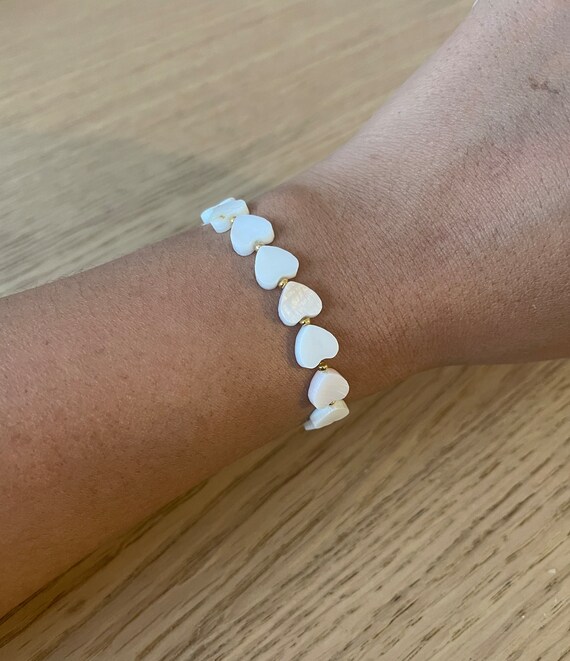 Heart Shape Pearl Bracelet - Etsy