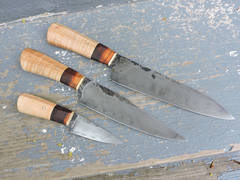 Custom Hand Kitchen Knife Set Etsy