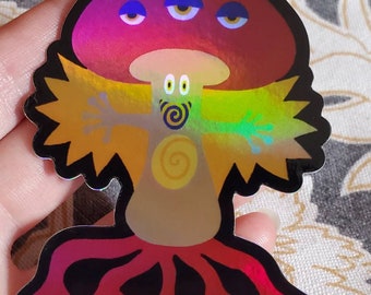 Grounded in Knowing / Holographic Meditation Art Sticker / Mushroom Meditation Art