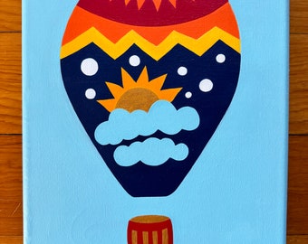 Hot Air Balloon Original Meditation Art Painting / Unconditional Love Meditation Art