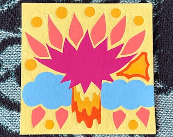 Lotus Flower Meditation Art on Canvas Board / Mindfulness Meditation Art