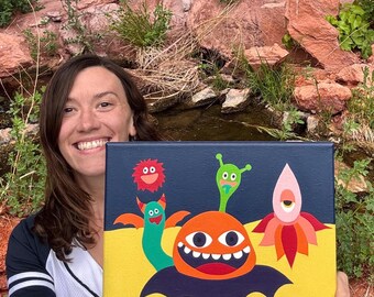 Monsters Art Original Meditation Painting / Mindfulness Art