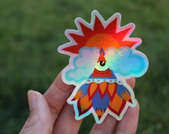 Eye in the Sky Original Art Holographic Sticker