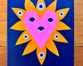 Sacred Heart Original Meditation Art Painting / Unconditional Love Meditation Art