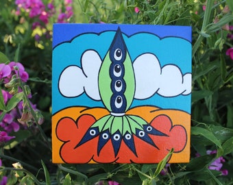 Monster Art on Canvas Board / Mindfulness Meditation Art