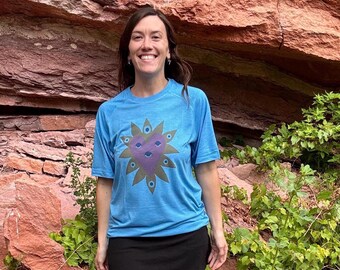 Sacred Heart Art T-Shirt UNISEX - Blue / Meditation Art Tee