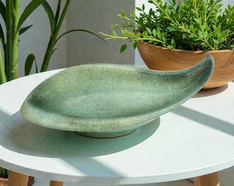 Vintage Royal Haeger Mid-Century-Keramikschale in Freiform, grüne Vulkanglasur, 50 cm (20 Zoll)