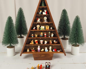 VTG Hallmark Shadow Box Memory Tree & 41 Mini-Weihnachtsschmuckornamente
