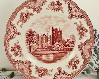 Set of 7 Johnson Bros Old Britain Castles Pink Red Blarney 10” Dinner Plates Lot