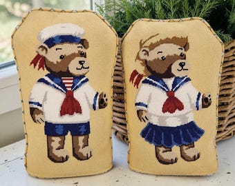 Paar Stehende Nadelspitze Gewichtete Basis Nautische Sailor Teddybär Mädchen Junge 13 "