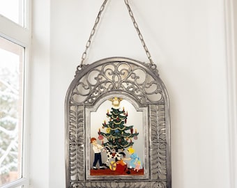Wilhelm Schweizer Painted Pewter Window Wall Hanging December Christams Tree 7"