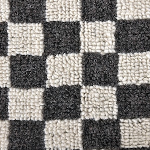 2x3 checkered rug, small handwoven checkeder rug, brown white wool rug, checkeder bathroom rug, 2x3 checkered kitchen rug,2x3 bohemian rug