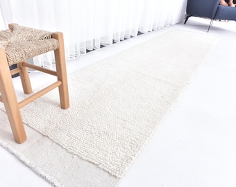 Witte loper wollen loper, wit vloerkleed lange gang, wasbaar wit wollen vloerkleed 2 x 10 voet, ivoorkleurige loper wasbaar wollen vloerkleed, boho witte loper