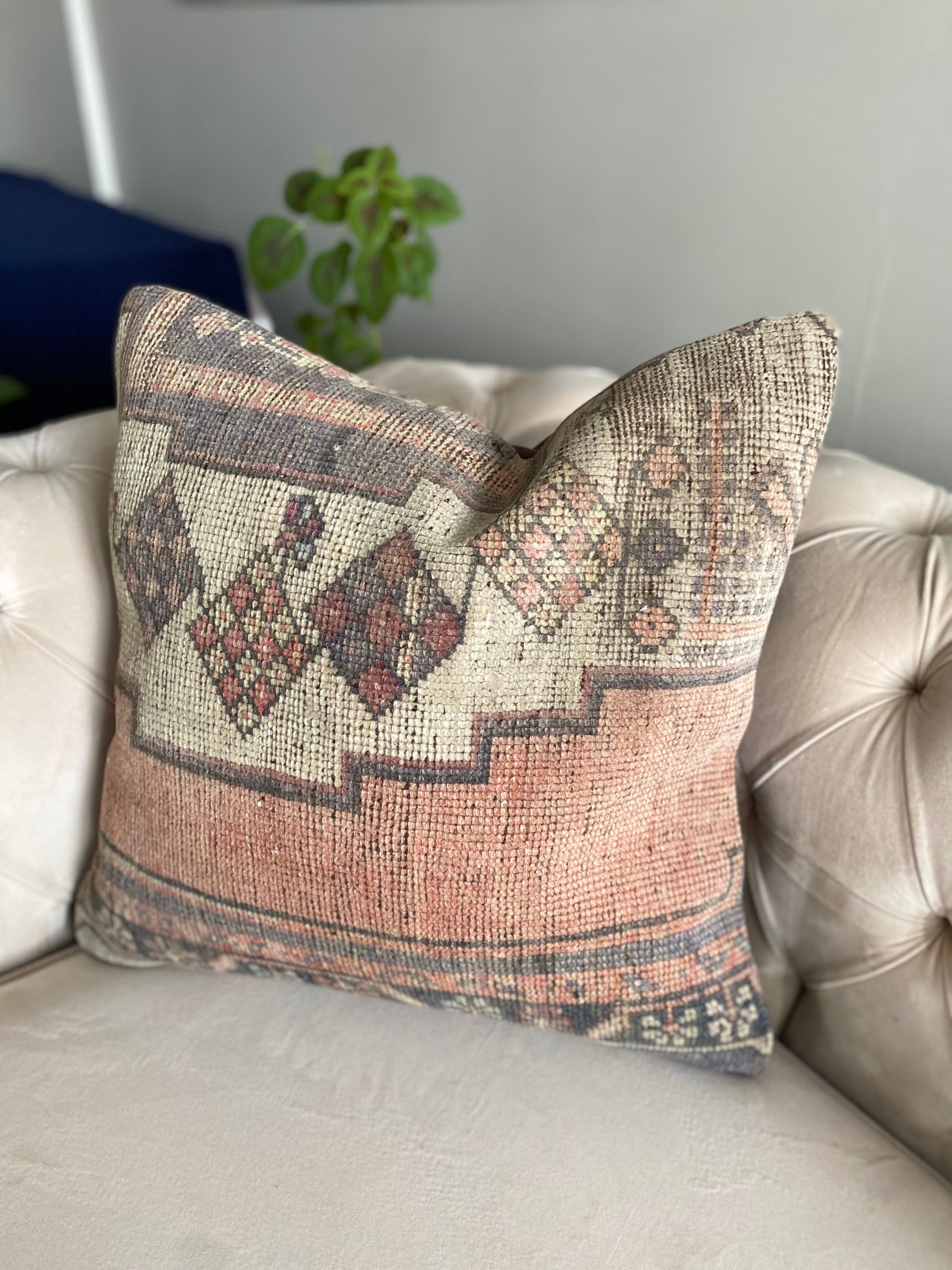 Soft blue rug pillow 20x20 inchKilim PillowRug PillowCarpet Etsy