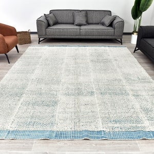 Large blue rug, Hand Made Blue Rug, Large Are Rug 8x10, 8x10 rug for living room 8x10 rug option,8x10 rug in pale blue, 8x10 light blue rug.