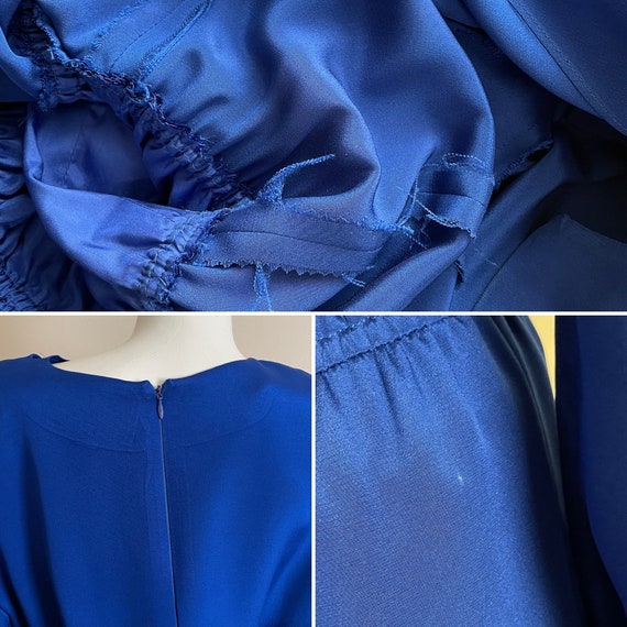 Vintage 1980’s heavy silk electric blue midi dres… - image 9