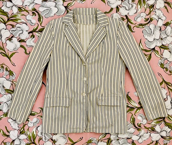 Vintage 1970’s monochrome vertical stripe blazer.… - image 2