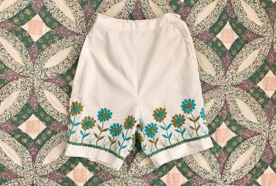 Vintage 1950’s 60s high waisted white cotton flor… - image 1