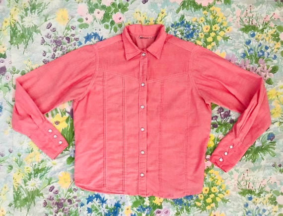 Vintage Strawberry Pink Pearl Snap 