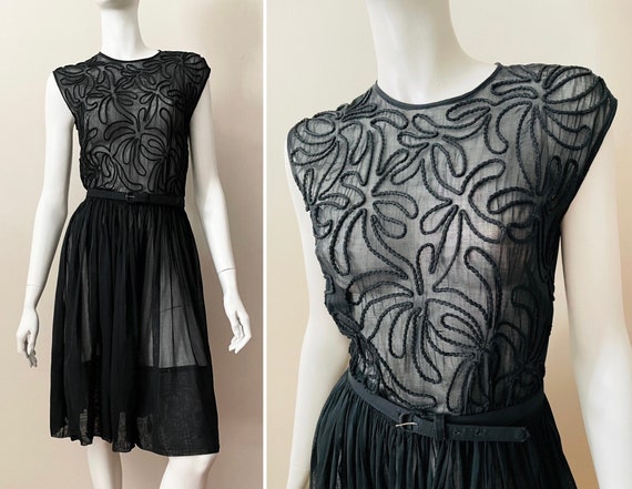 Vintage 1950’s / 60’s R&K originals black sheer d… - image 1