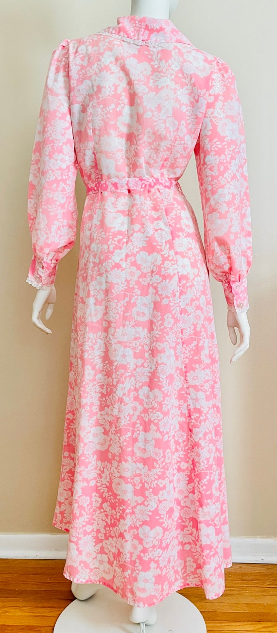 Vintage 1970’s bubblegum pink & white floral patt… - image 5