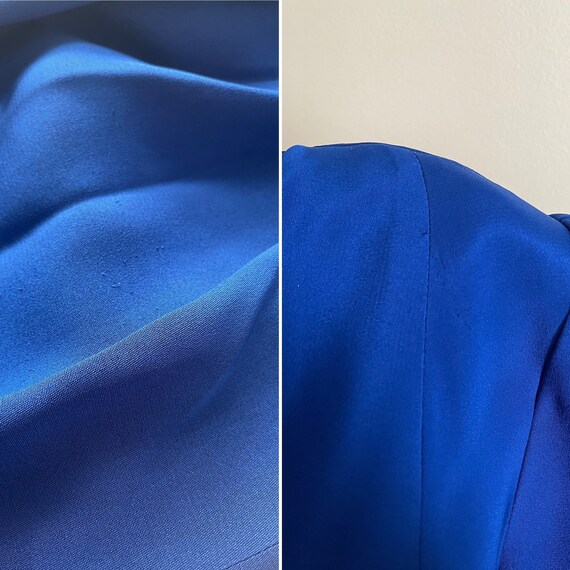 Vintage 1980’s heavy silk electric blue midi dres… - image 10
