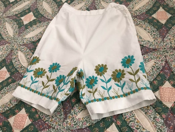 Vintage 1950’s 60s high waisted white cotton flor… - image 2