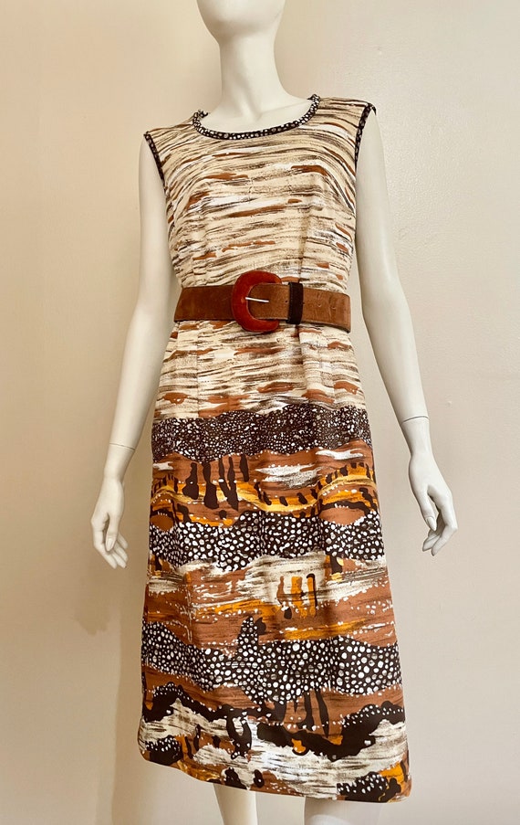 Vintage 1970’s desert scape midi dress. Earth ton… - image 7