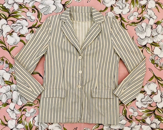 Vintage 1970’s monochrome vertical stripe blazer.… - image 1