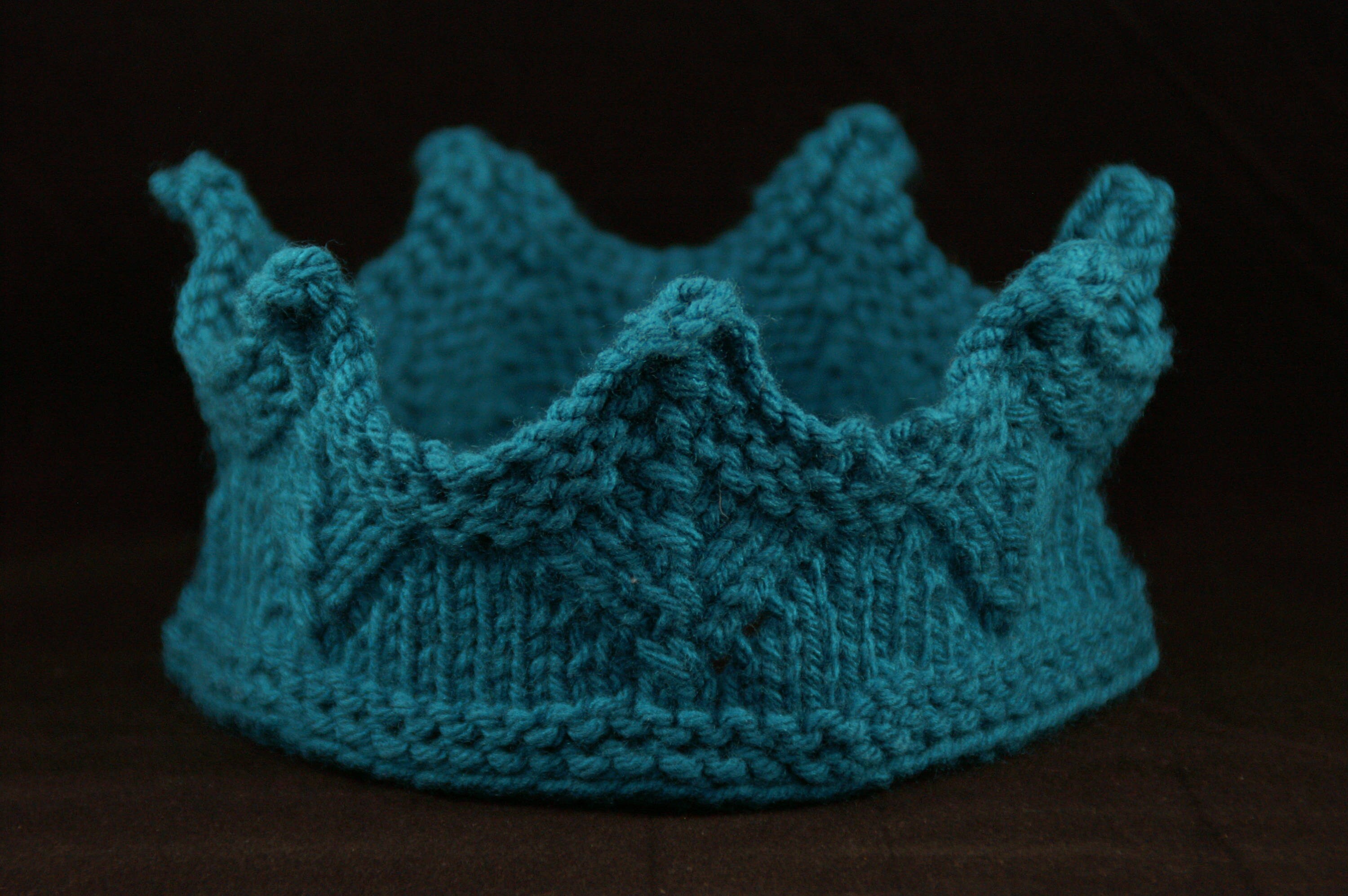 Knit Crown Teal princess or king crown for kids adults and Etsy
