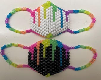 Glow In The Dark Rainbow Drip Surgical Kandi Masks