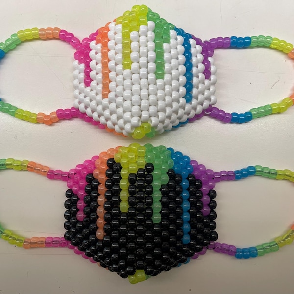 Glow In The Dark Rainbow Drip Surgical Kandi Masks