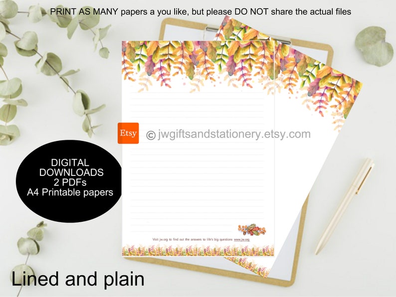 JW Letter Writing A4 PDF Printable Paper Instant Download Etsy Ireland