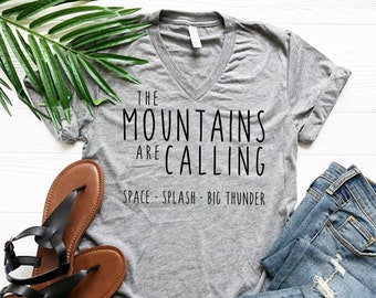 The Disney Mountains Are Calling Adult Size V-Neck Style T-Shirt