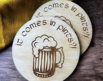 Vem em Pints?! Porta-copos de madeira